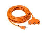US Plug to 3 Outlets Extension Cord Cable 13A 16AWG SJTW 50Ft Orange Outdoor