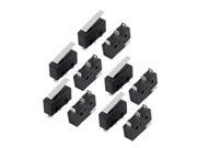 10Pcs AC250 125V 5A 3P Momentary 18mm Lever Arm Micro Switch Black KW12 1