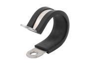 26mm Dia EPDM Rubber Lined R Shaped Stainless Steel Pipe Clips Hose Tube Clamp