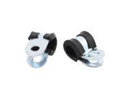 2Pcs 8mm Dia EPDM Rubber Lined R Shaped Zinc Plated Pipe Clips Hose Tube Clamp