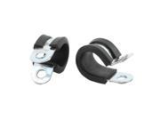 2Pcs 15mm Dia EPDM Rubber Lined R Shaped Zinc Plated Pipe Clips Hose Tube Clamp
