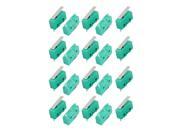 20Pcs AC250 125V 3A 3P Momentary 18mm Lever Arm Micro Switch Green KW12 1S