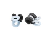 2Pcs 6mm Dia EPDM Rubber Lined R Shaped Zinc Plated Pipe Clips Hose Tube Clamp