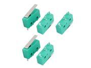 5Pcs AC250 125V 3A 3P Momentary 18mm Lever Arm Micro Switch Green KW12 1S