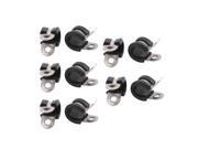 10Pcs 11mm Dia Rubber Lined R Shaped Stainless Steel Pipe Clips Hose Tube Clamp