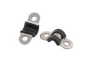 2Pcs 6mm Dia Rubber Lined U Shaped Stainless Steel Pipe Clips Hose Tube Clamp