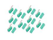 20Pcs AC250 125V 5A 3P Momentary 20mm Lever Arm Micro Switch Green KW12 4S