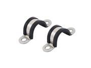 2Pcs 20mm Dia Rubber Lined U Shaped Stainless Steel Hose Pipe Clips Clamp Cable