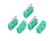 5Pcs AC250 125V 5A 3P Momentary 18mm Lever Arm Micro Switch Green KW12 1S