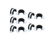 10Pcs 20mm Dia Rubber Lined U Shaped Zinc Plated Pipe Clips Hose Tube Clamp