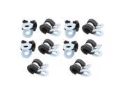 10Pcs 6mm Diameter Rubber Lined R Shaped Zinc Plated Pipe Clips Hose Tube Clamp
