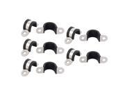 10Pcs 18mm Dia Rubber Lined U Shaped Stainless Steel Pipe Clips Hose Tube Clamp