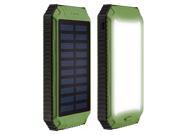 12000mAh Solar Charger Dual USB Power Bank Phone Battery W Flashlight Green
