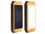 12000mAh Solar Charging Dual USB Power Bank Phone Battery W Flashlight Yellow