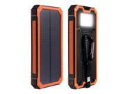12000mAh Solar Charger Double USB Power Bank Phone Battery W Flashlight Orange