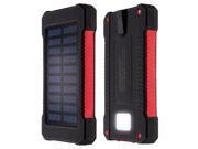 10000mAh Solar Charger Dual USB Power Bank Phone Battery Flashlight Compass Red
