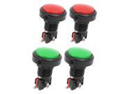 Red Green Round Head 36mm Dia SPDT Momentary Game Push Button Switch 4 Pcs