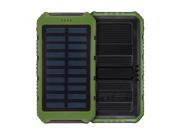 10000mAh Solar Charger Dual USB Power Bank Phone Battery Pack W Flashlight Green