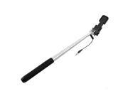 Mini Black Extendable Selfie Stick Wired Controlling w LED Flash Fill Light