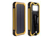 12000mAh Solar Charger Double USB Power Bank Phone Battery W Flashlight Yellow
