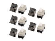 10Pcs 12Pin 4 Rows Square 8.5mmx8.5mm Self Locking DPDT Mini Push Button Switch