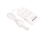 Unique Bargains AC95 240V US Plug 4 US Outlet 4 Port USB Smart Charging Socket 5ft Cable White