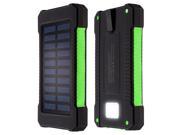 10000mAhSolar Charger Dual USB Power Bank Phone Battery Flashlight Compass Green