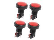 Red Round Head 36mm Dia SPDT Momentary Game Push Button Switch 4 Pcs