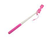 Mini Pink Extendable Selfie Stick Wired Controlling w LED Flash Fill Light