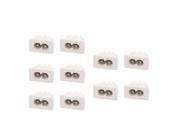 10Pcs AC250V 2.5A Male 2 Terminals Soldering C8 Type Power Inlet Connector White