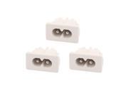 3Pcs AC250V 2.5A Male 2 Terminals Soldering C8 Type Power Inlet Connector White