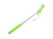 Mini Green Extendable Selfie Stick Wired Controlling w LED Flash Fill Light