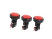 Red Light Round Head SPDT 4P Momentary Game Push Button Switch 3 Pcs