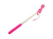 Mini Rose red Extendable Selfie Stick Wired Controlling w LED Flash Fill Light