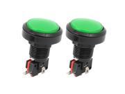Green Round Head 36mm Dia SPDT Momentary Game Push Button Switch 2 Pcs