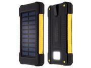 10000mAh Solar Charger Dual USB Power Bank W Flashlight Compass Black Yellow