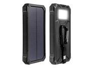 12000mAh Solar Charger Dual USB Power Bank Phone Battery Pack W Flashlight Black