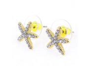 Unique Bargains Pair Rhinestone Inlaid Starfish Ear Stud Earrings Gold Tone for Ladies Unique Bargains Pair Rhinestone Inlaid Starfish Ear Stud Earrings Gold Tone for Ladies