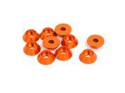 M3 Aluminium Alloy Cone Shaped Round Cup Fender Bumper Washer Orange 10pcs M3 Aluminium Alloy Cone Shaped Round Cup Fender Bumper Washer Orange 10pcs