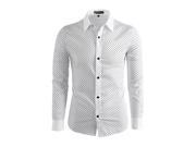 UPC 712206649128 product image for Men's Collared Long Sleeves Button Down Printed Shirt White (Size L / 42) | upcitemdb.com