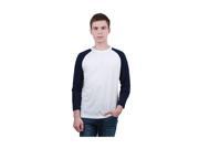 UPC 712206452476 product image for Men's Long Raglan Sleeve Color Block Regular Fit Casual Tee Shirt White (Size S  | upcitemdb.com