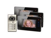 7 Touch Key Video Door Phone Doorbell Home Security Intercom for 3 Families