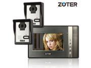 ZOTER 7 inch LCD TFT Monitor Color Video Door Phone Doorbell Home Entry Intercom Access Control Security System 2 Night Vision 600TVL Camera