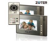 ZOTER® Wired 7 TFT LCD Color Screen Video Door Phone Doorbell 600TVL Metal Camera Home Security Entry Intercom System for 2 Families