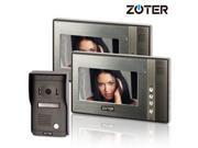 ZOTER 7 inch Color LCD Wired Video Door Phone Doorbell Home Entry Intercom System Kit 2 Monitor 1 Camera Night Vision 702D2