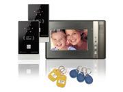 Wired 7 inch LCD Color Video Door Phone Intercom Doorbell 2 Camera 1 Monitor RFID Access Control Security Entry System