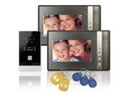 Wired 7 inch LCD Color Video Door Phone Intercom Doorbell 1 Camera 2 Monitor RFID Access Control Security Entry System