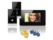 Wired 7 inch LCD Touch Key Color Video Door Phone Intercom Doorbell 2 Camera 1 Monitor RFID Access Control Security Entry System