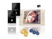 Wired 8 inch LCD Color Recording Video Door Phone Intercom Doorbell 2 Camera 1 White Monitor RFID Access Control Security Entry System with 4GB SD Card