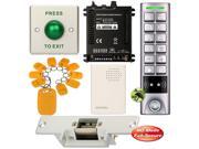 DIY Access Control Waterproof Keypad Office RFID Key Ring Entry System Kit Electric Strike Lock NO Fail Secure